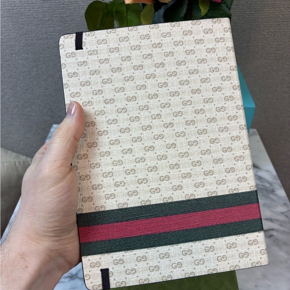 Gucci GG Horsebit Leather Notebook Red & Green Stripe - NWT w/ Dust Bag & Box - Picture 6 of 10